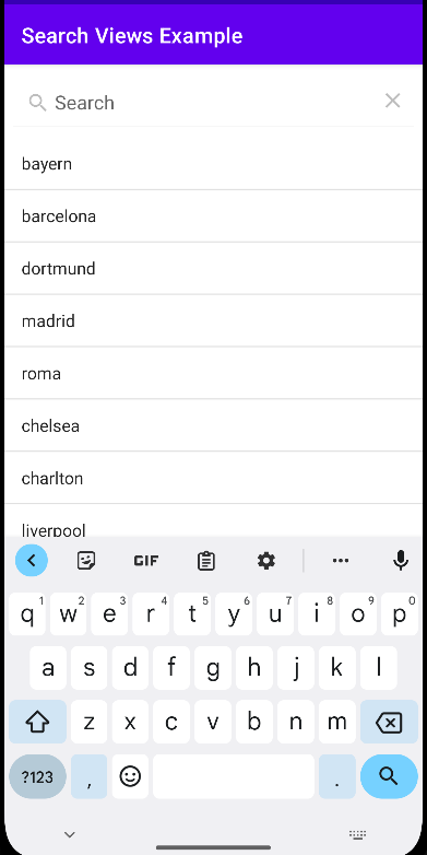 Search view